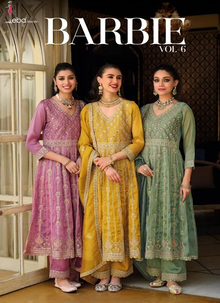 Barbie Vol 6 By Eba Shimmer With Emboidery Work Saree